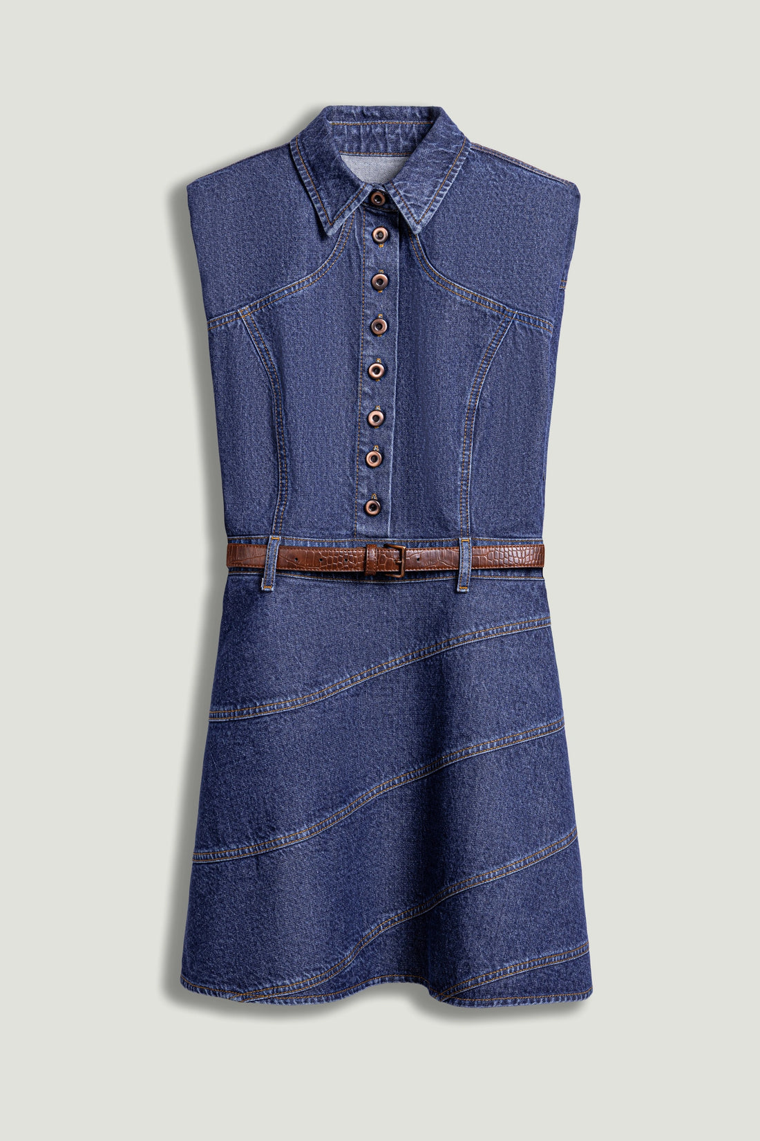 Belted Denim Mini Dress