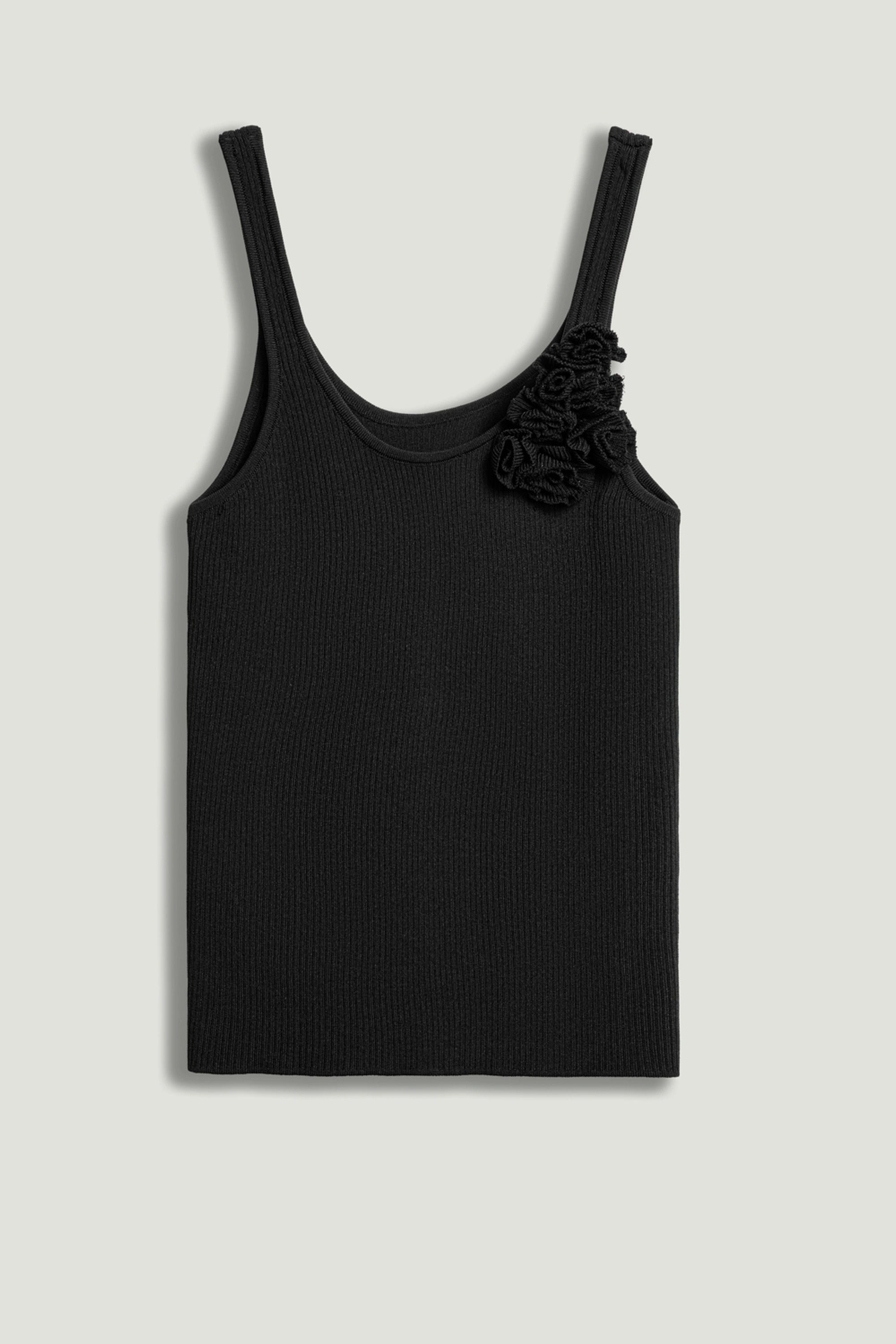 Floral Appliqué Knit Tank