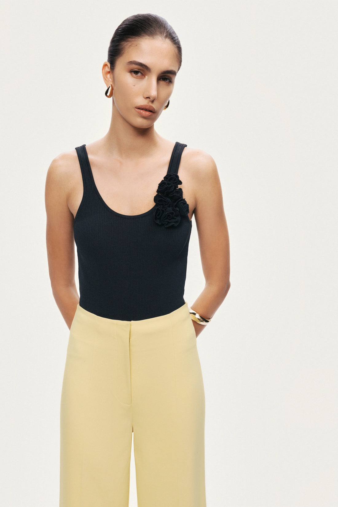 Floral Appliqué Knit Tank