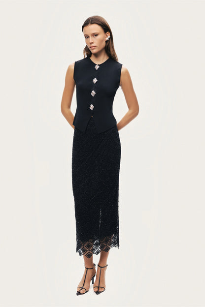 Embellished Sleeveless Knit Top