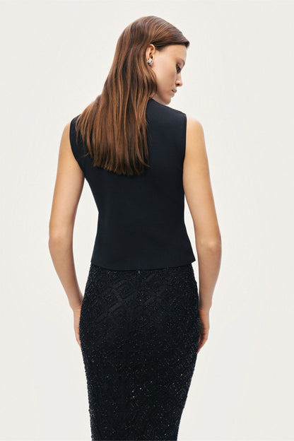 Embellished Sleeveless Knit Top