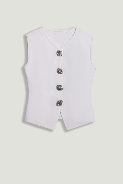 Embellished Sleeveless Knit Top