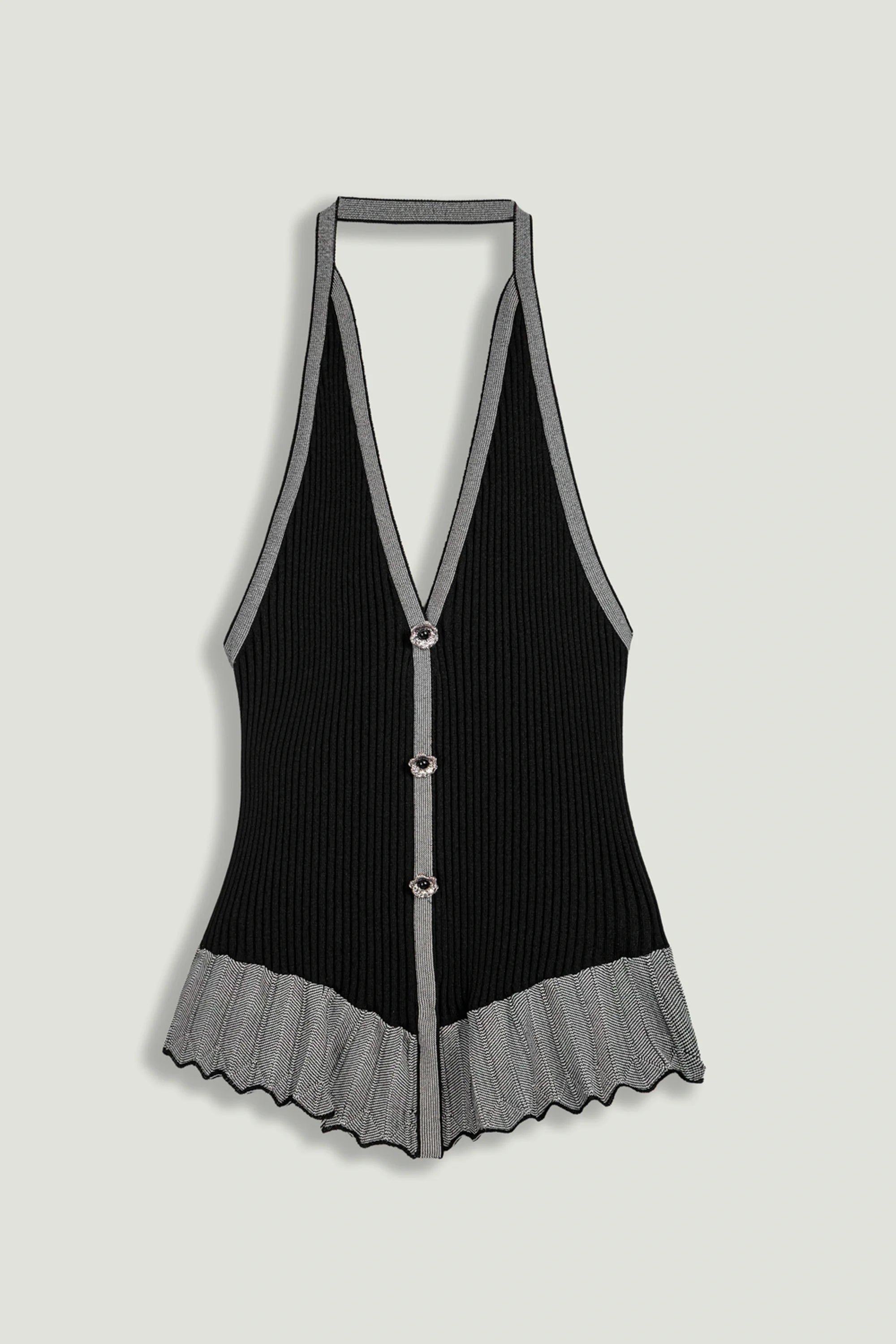 Halter Ribbed Knit Top