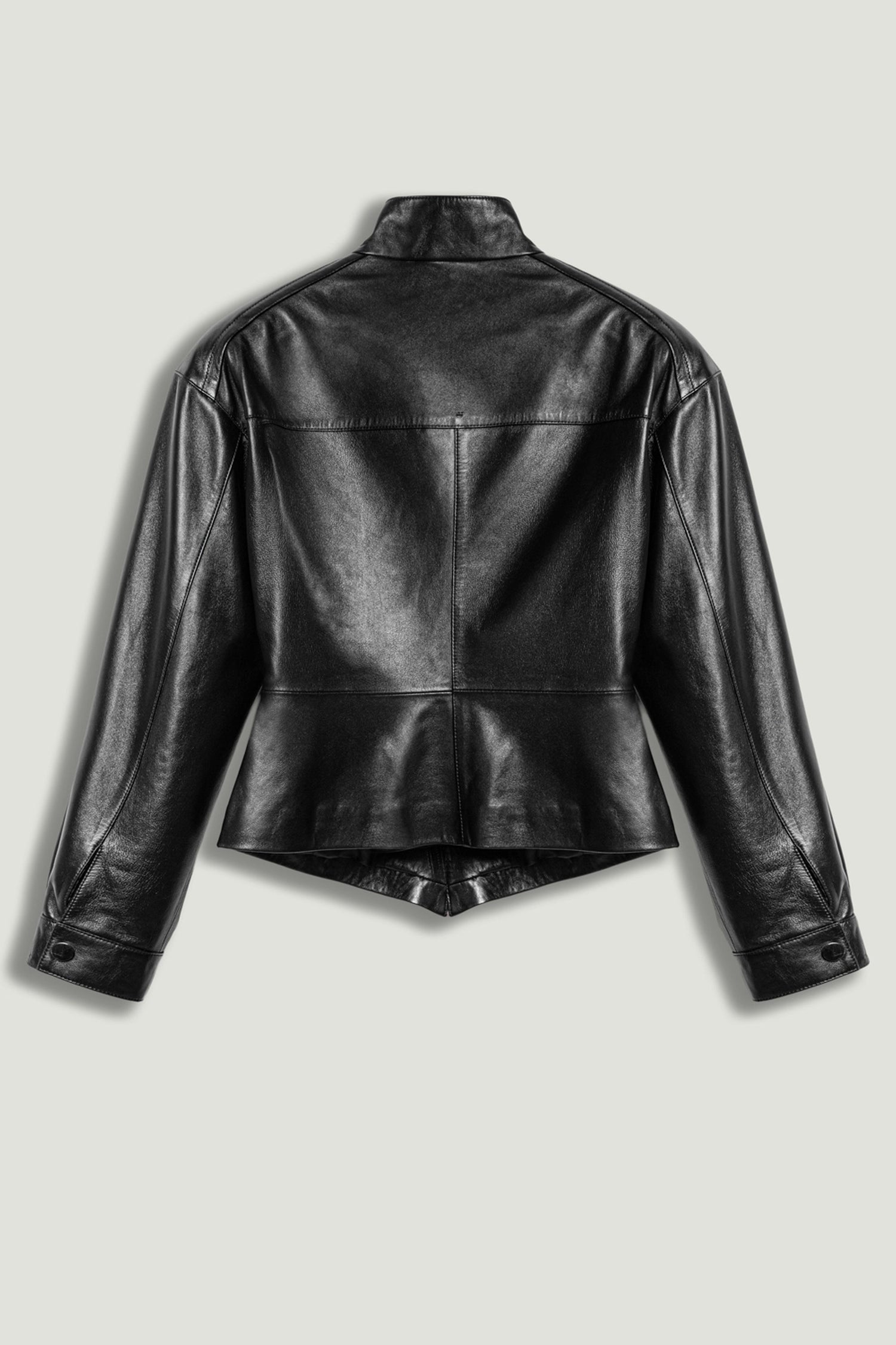 Zip-Front Fitted Leather Jacket