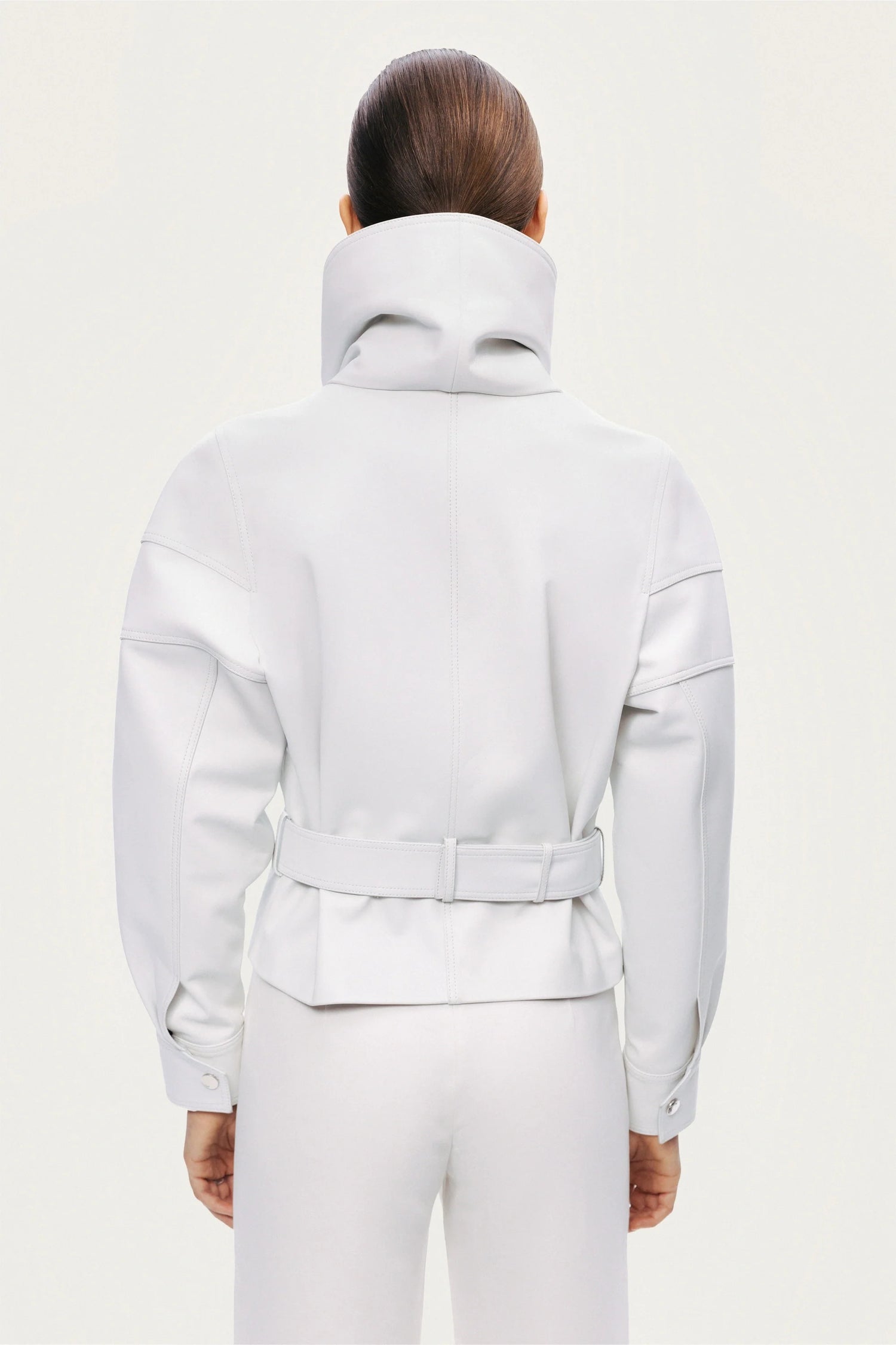 High-Neck Belted Jacket