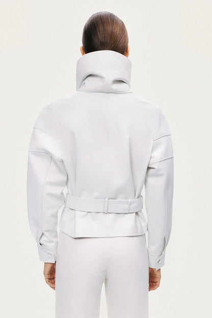 High-Neck Belted Jacket