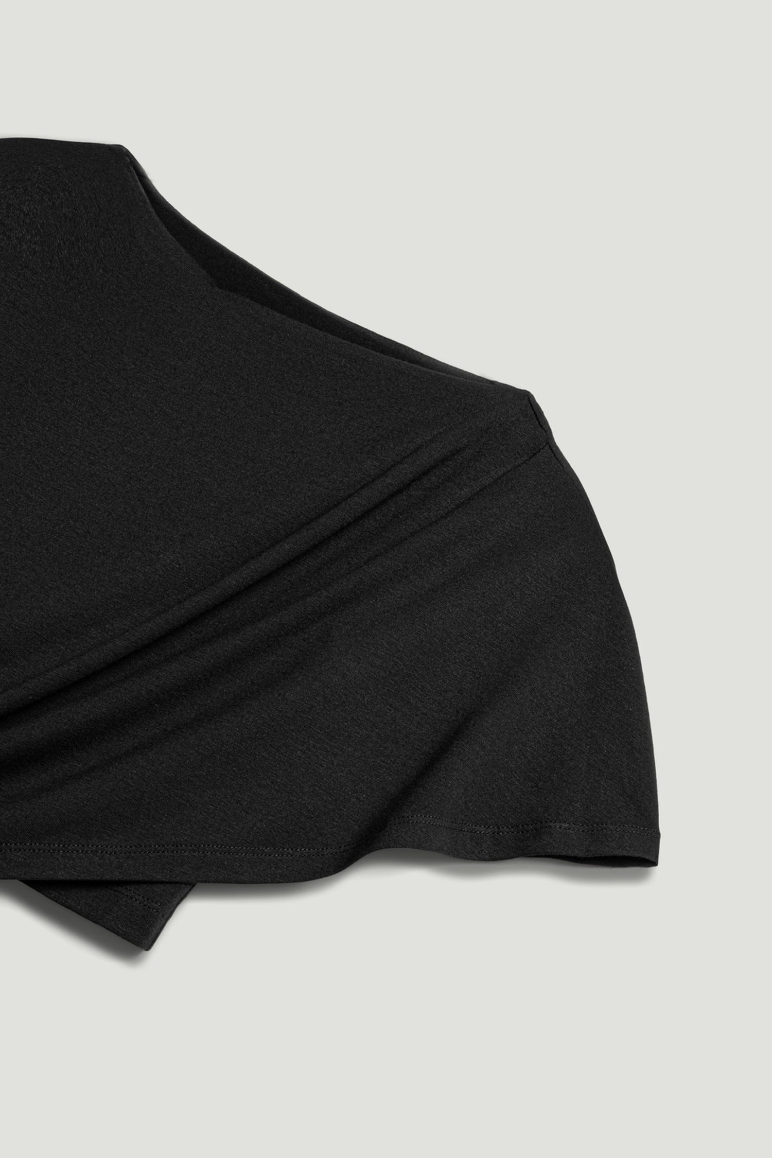 Black Asymmetric Tie-Detail Blouse