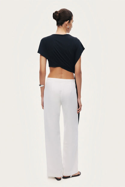 Black Asymmetric Tie-Detail Blouse