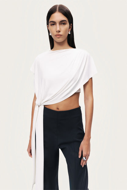 Asymmetric Tie-Detail Blouse