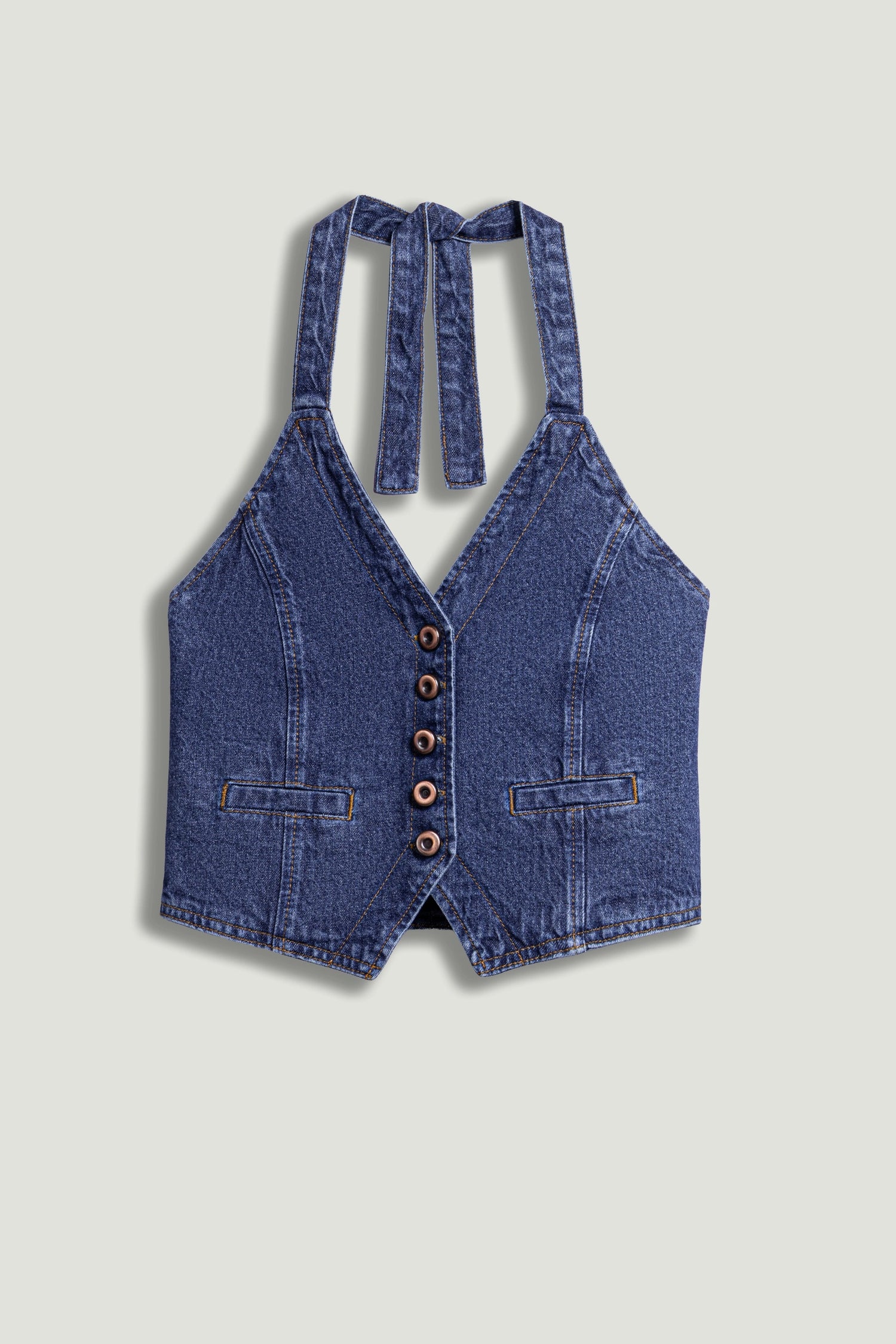 Halter Neck Denim Vest