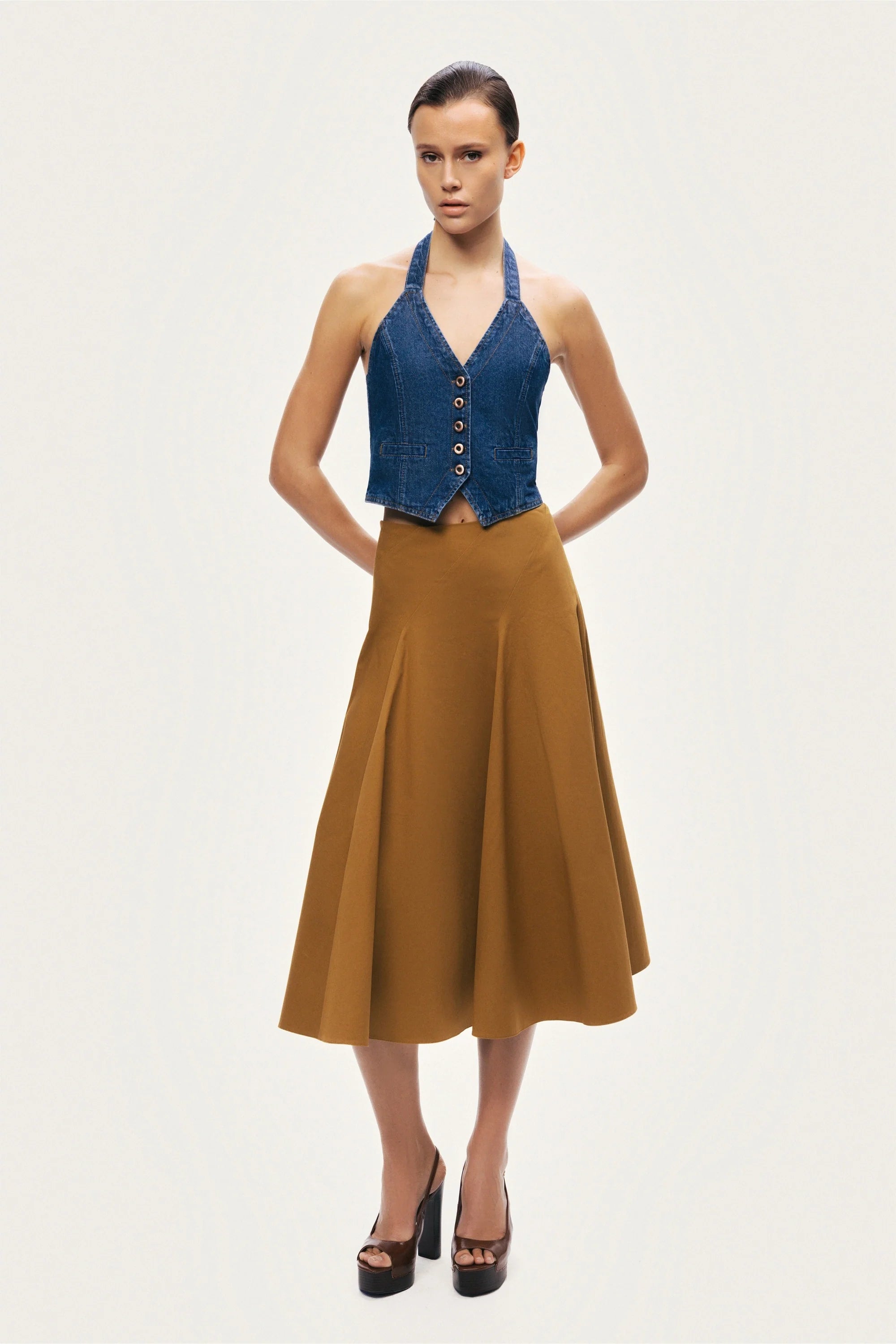 Halter Neck Denim Vest