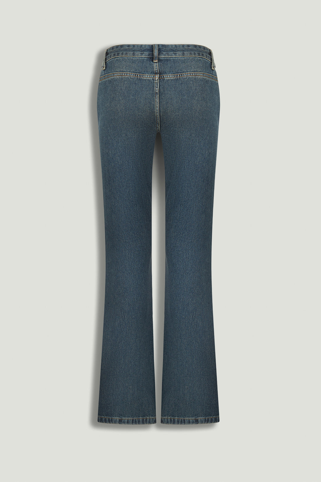 Belted Denim Flare Trousers