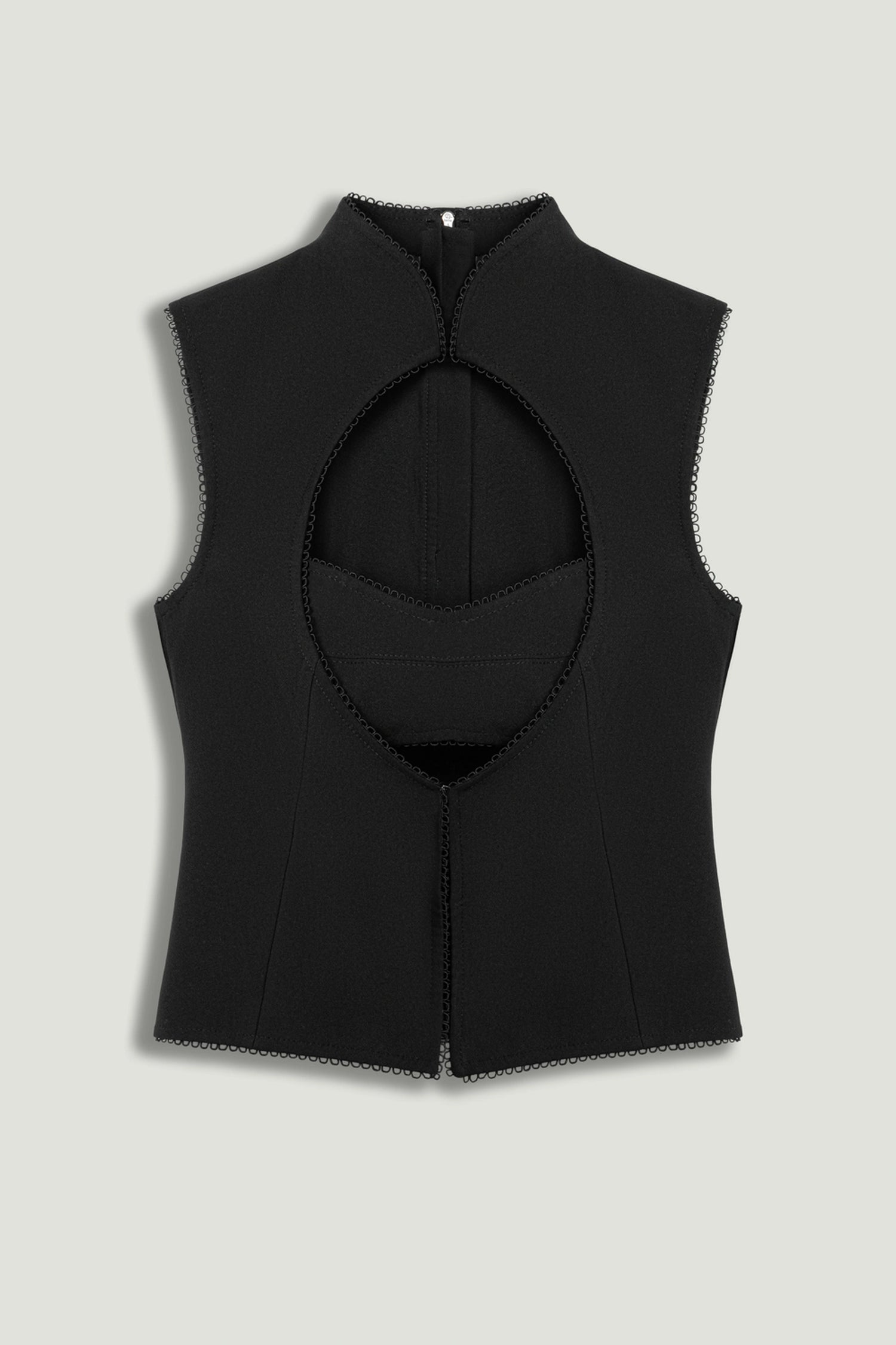 Black Braid-Trim Bustier Top with Built-In Bra