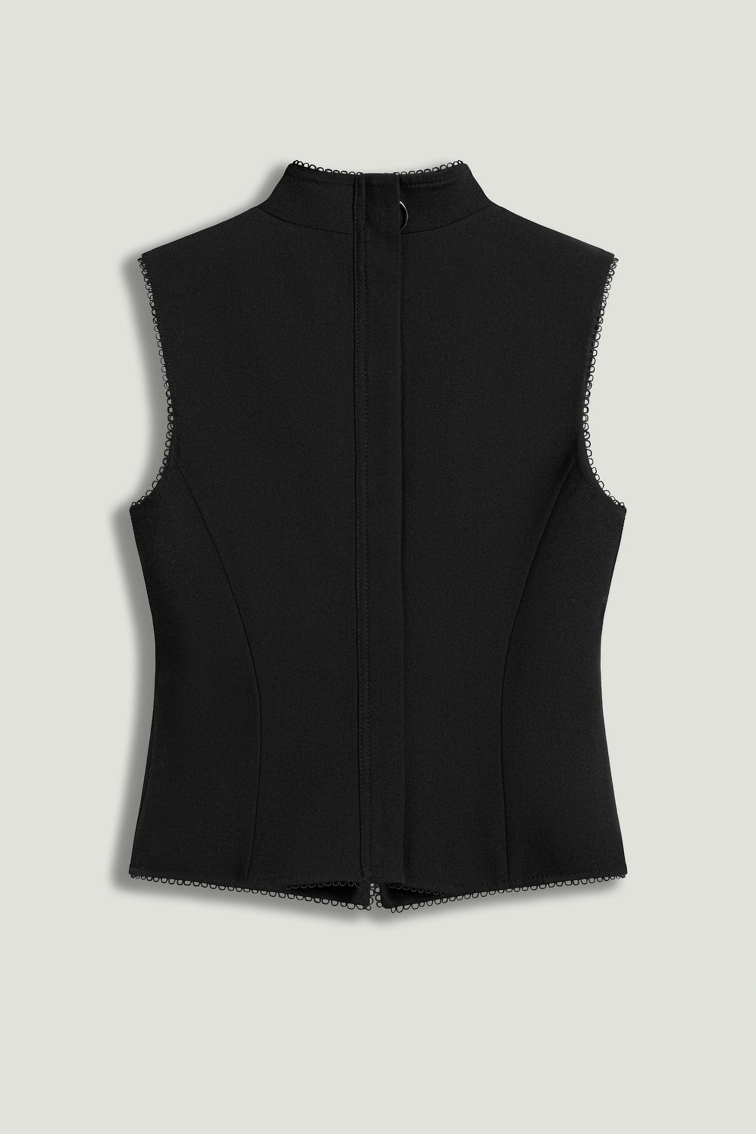 Black Braid-Trim Bustier Top with Built-In Bra