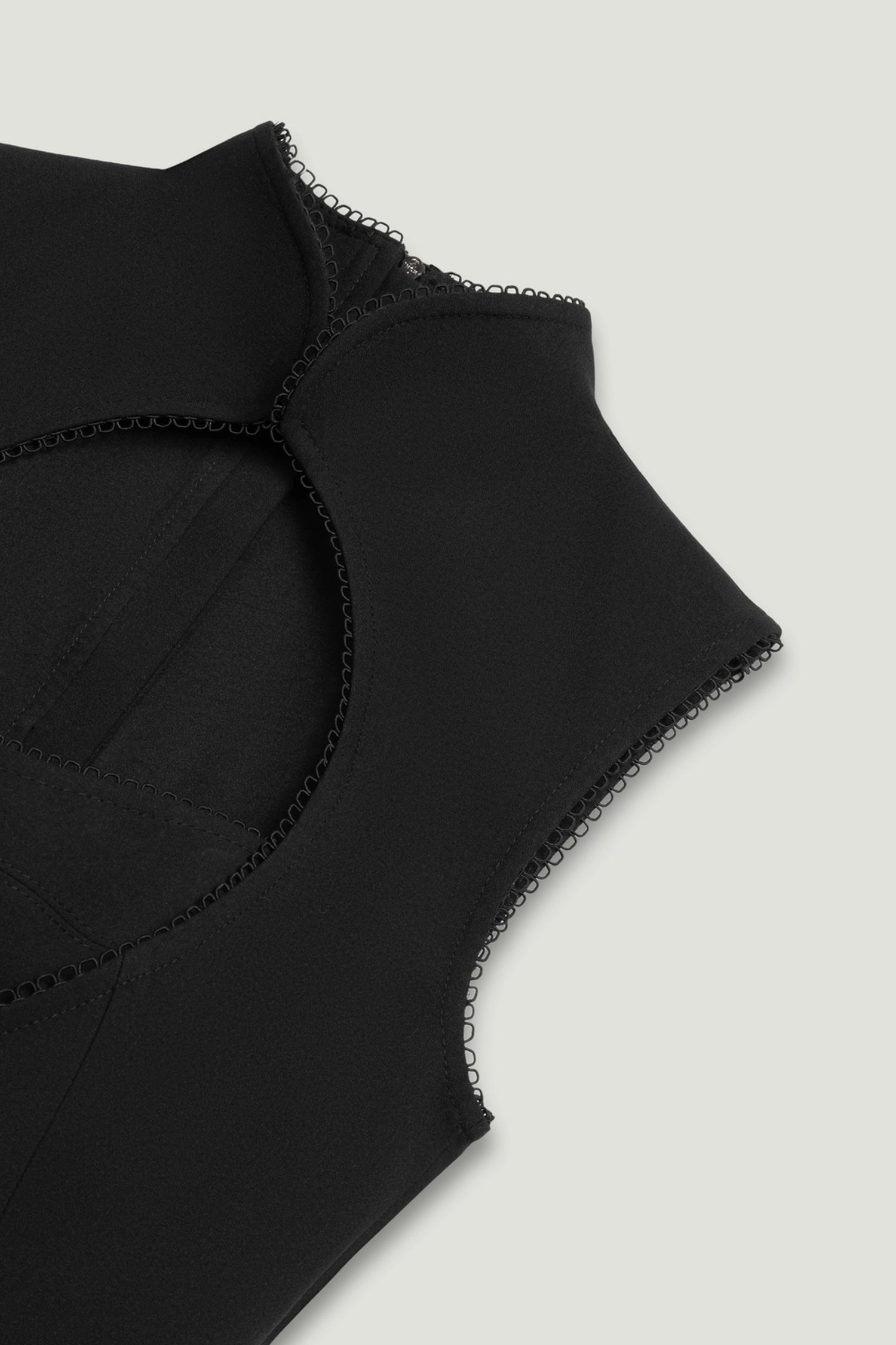 Black Braid-Trim Bustier Top with Built-In Bra