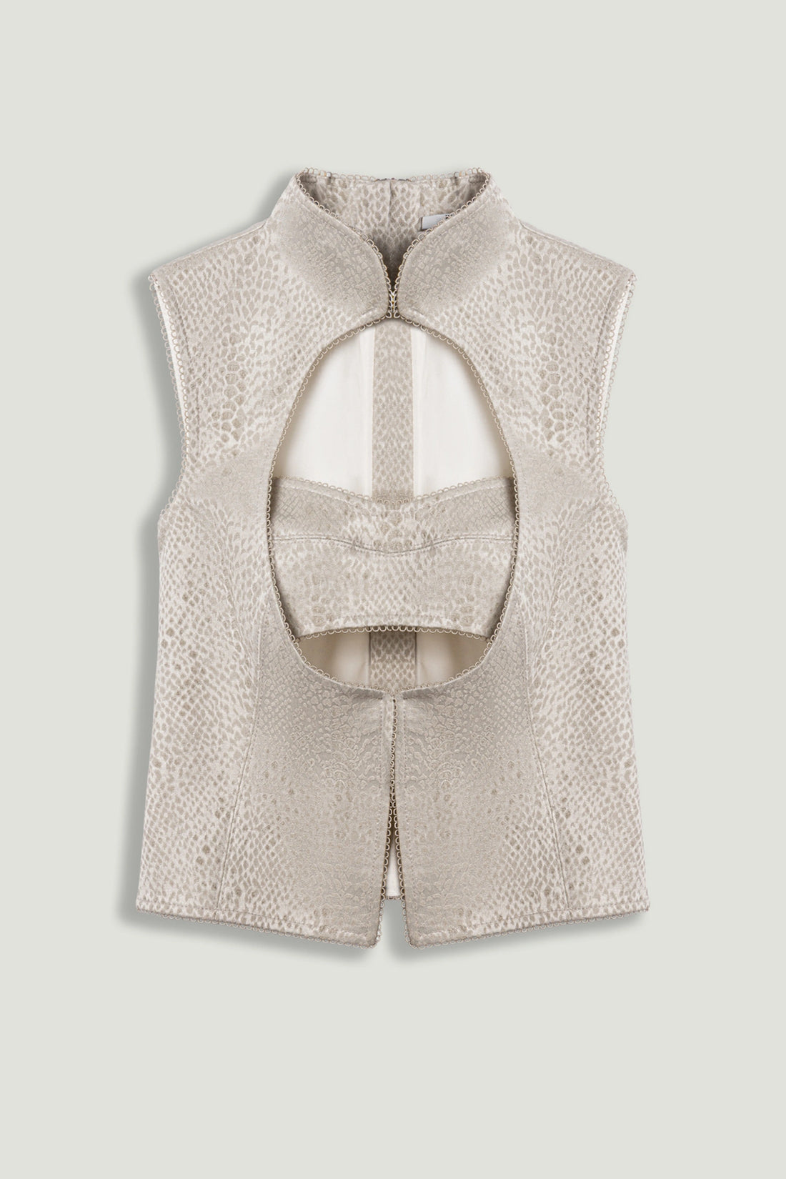 Braid-Trim Bustier Top with Built-In Bra