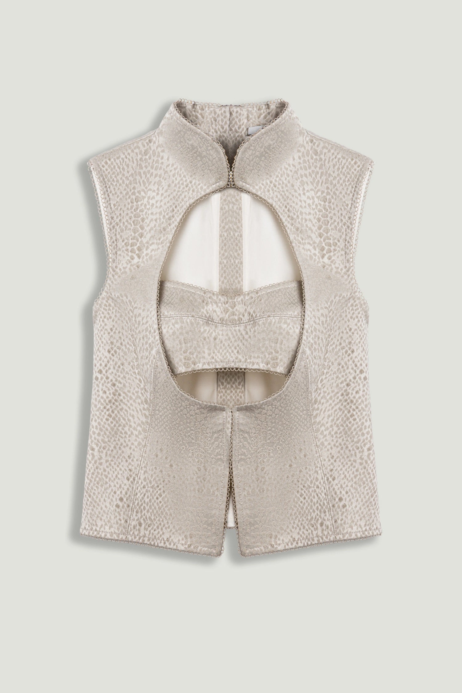 Braid-Trim Bustier Top with Built-In Bra