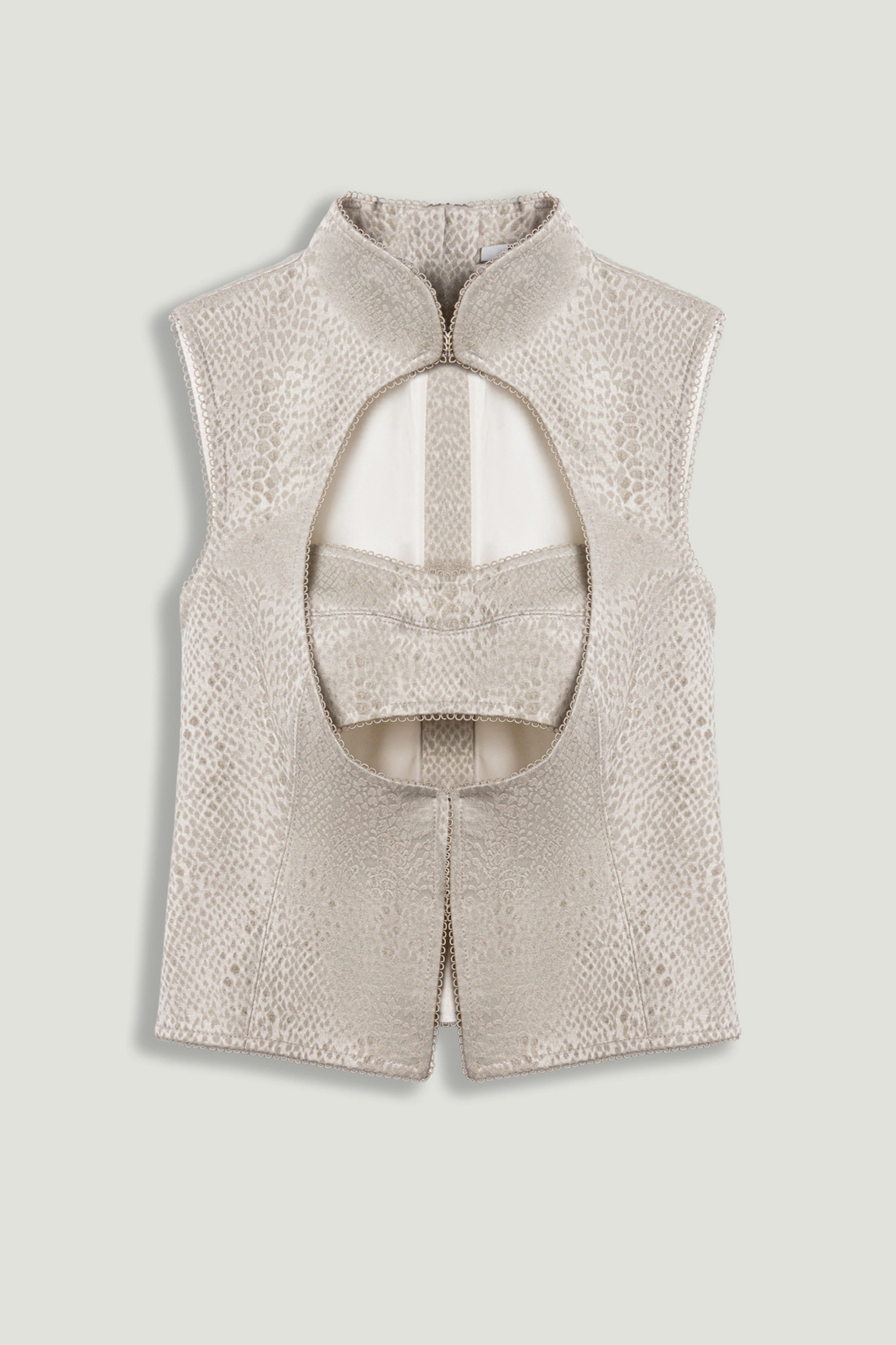 Braid-Trim Bustier Top with Built-In Bra