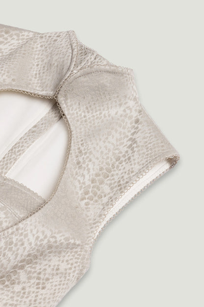 Braid-Trim Bustier Top with Built-In Bra