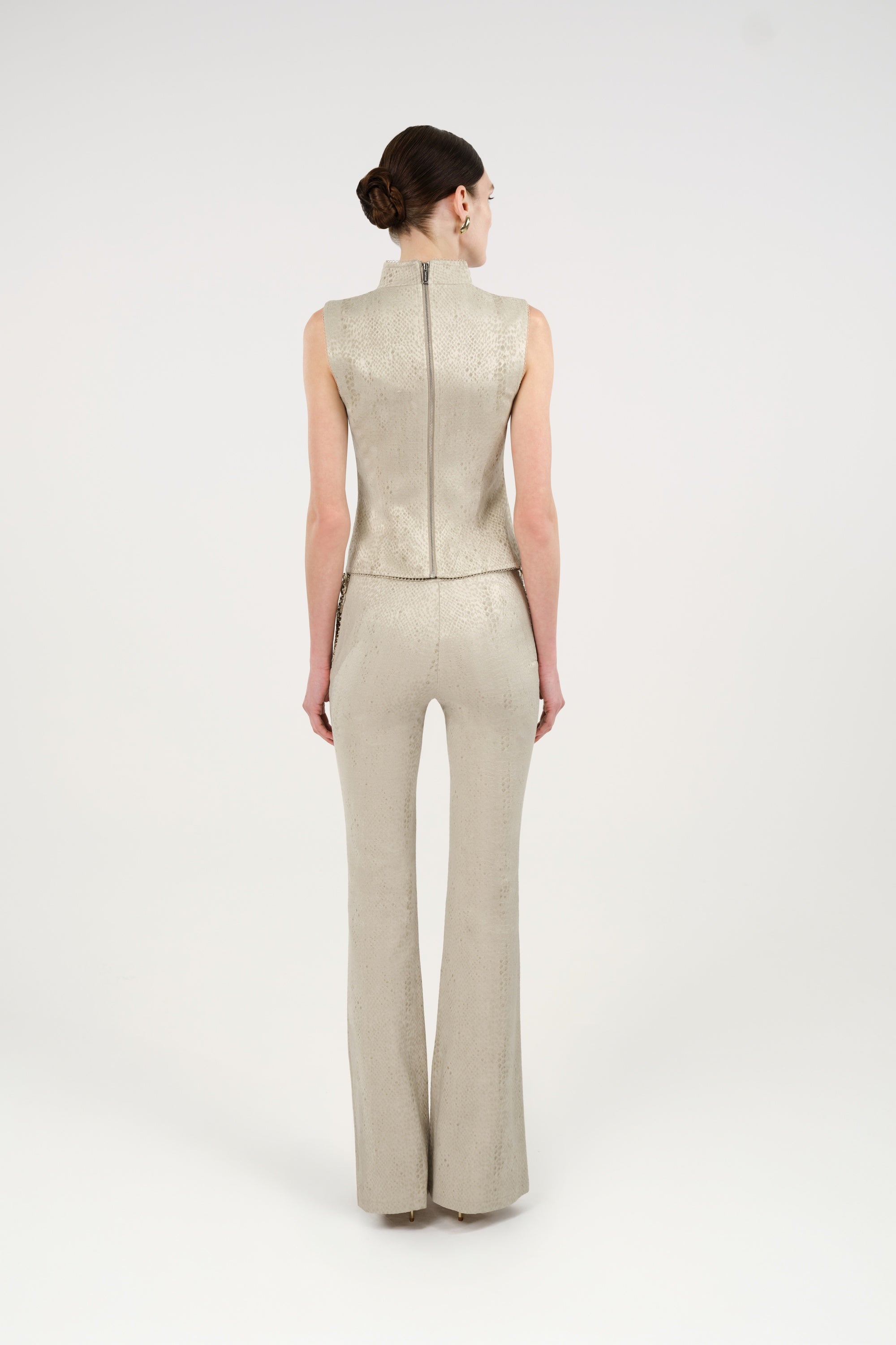 Braid-Trim Bustier Top with Built-In Bra