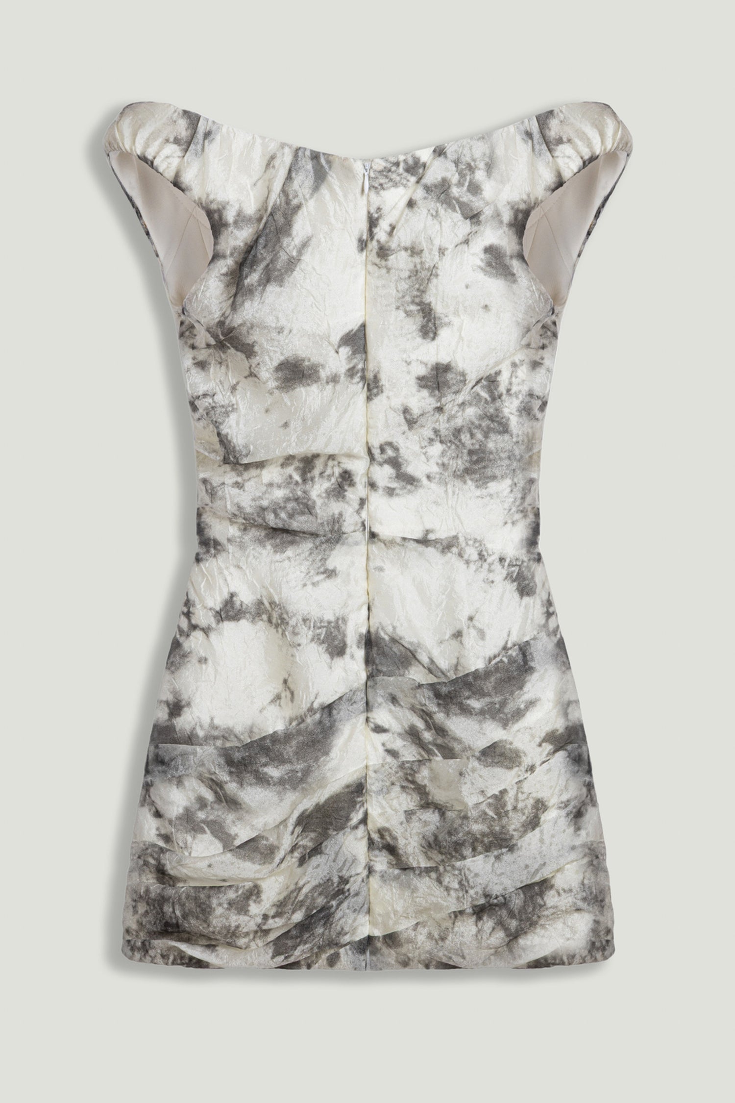 Abstract Print Off-Shoulder Ruched Mini Dress