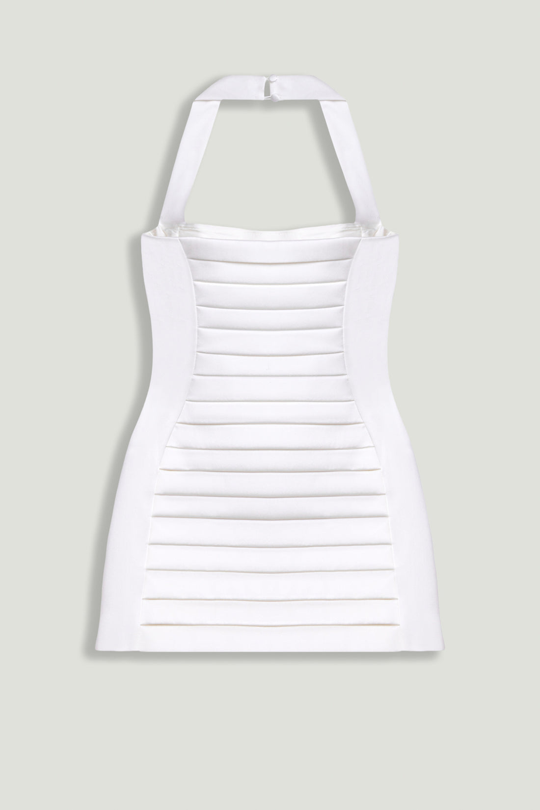 Halterneck Ruched Mini Dress with Gold Button Detail