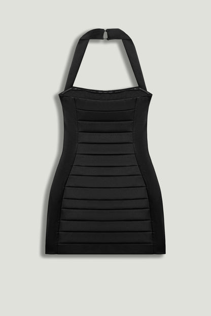 Pleated Detail Embellished Mini Dress
