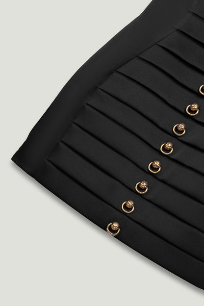 Pleated Detail Embellished Mini Dress