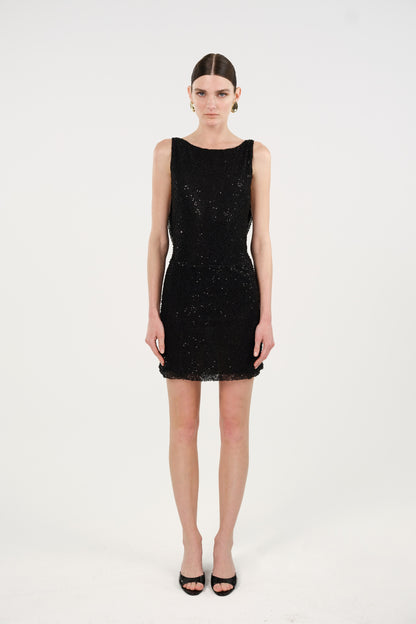 Sequin Open Back Mini Dress