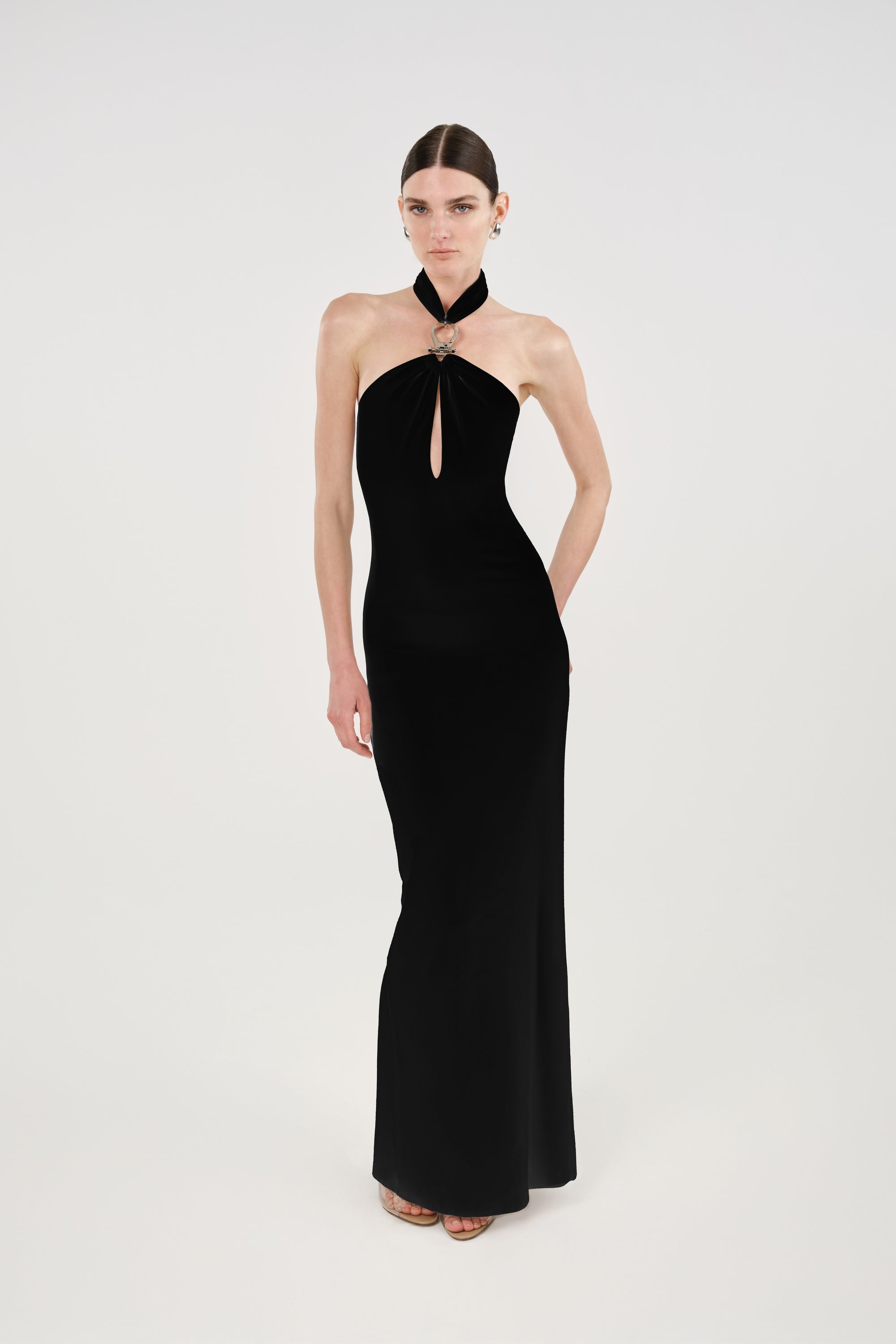 Cut-Out Detail Embellished Maxi Dress