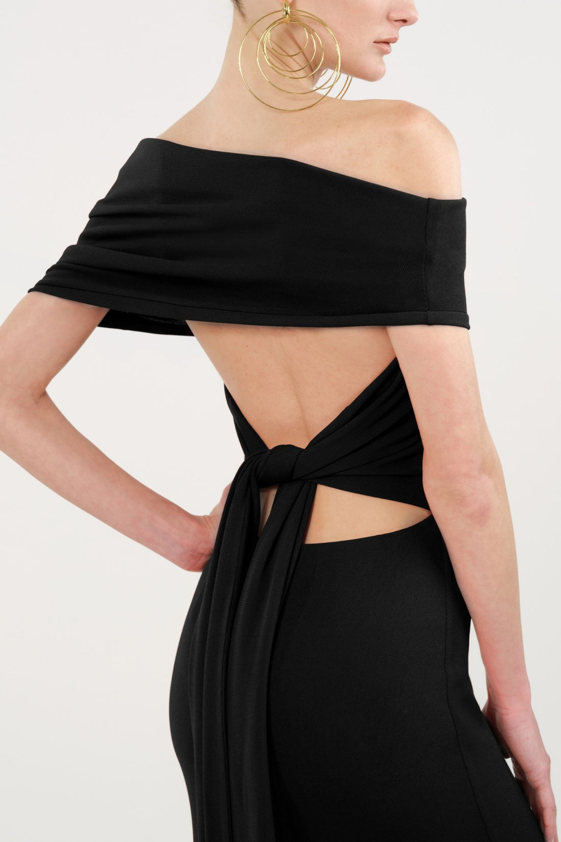 Asymmetric Off-Shoulder Draped Maxi Dress
