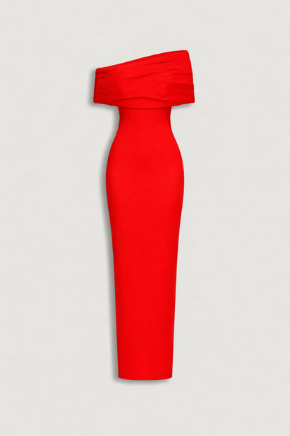 Asymmetric Off-Shoulder Maxi Dress with Cutout Detail