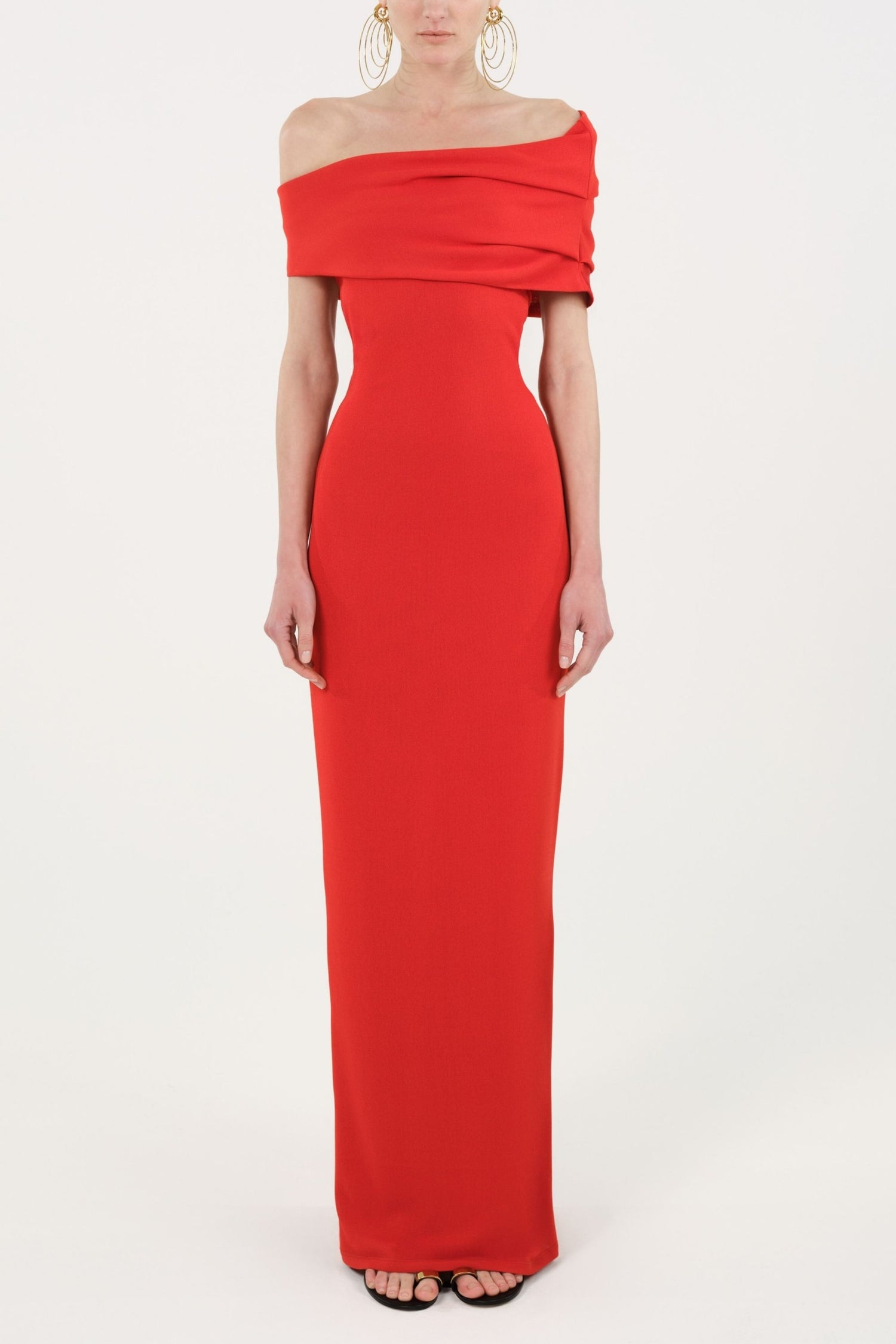 Asymmetric Off-Shoulder Maxi Dress with Cutout Detail