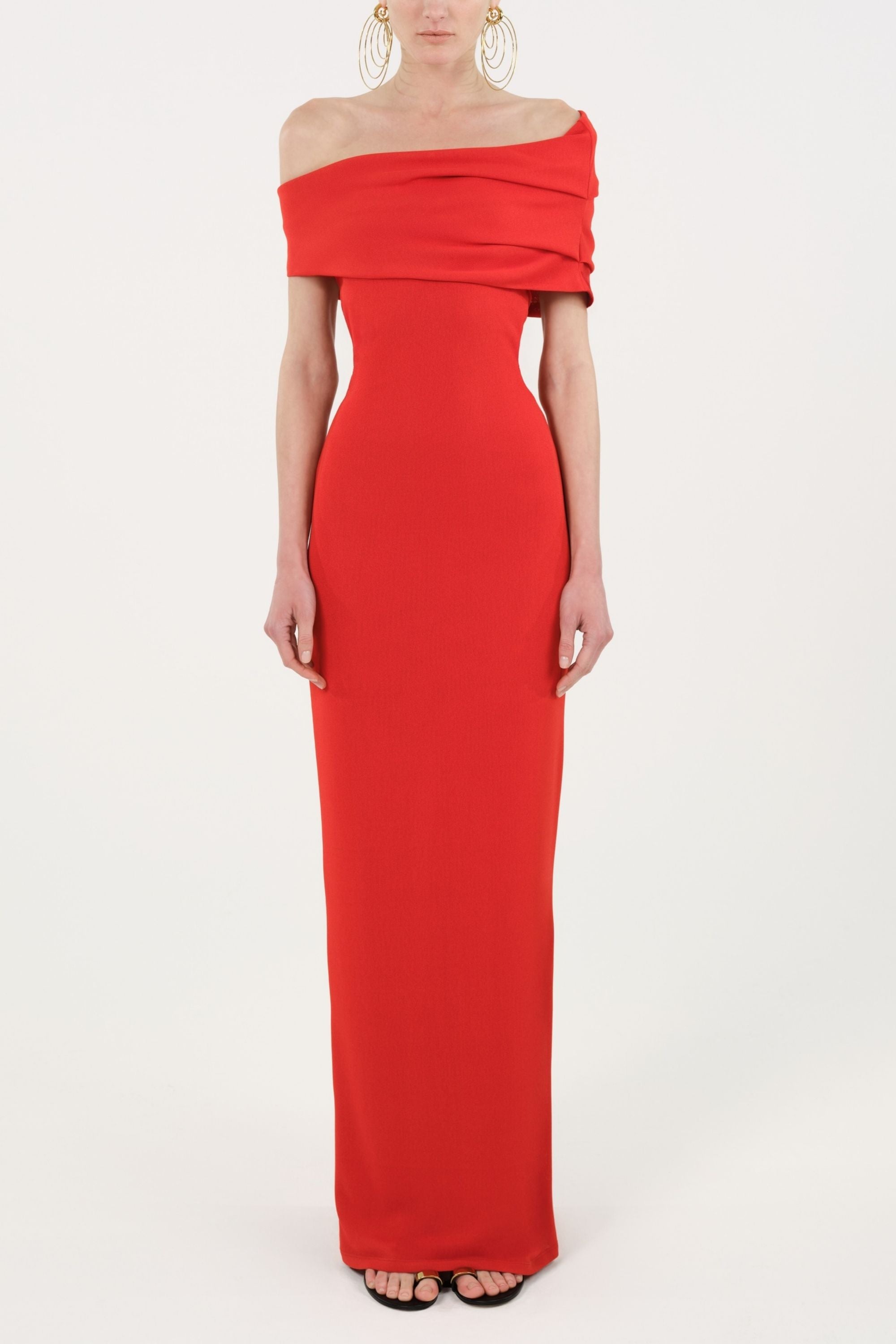 Asymmetric Off-Shoulder Maxi Dress with Cutout Detail