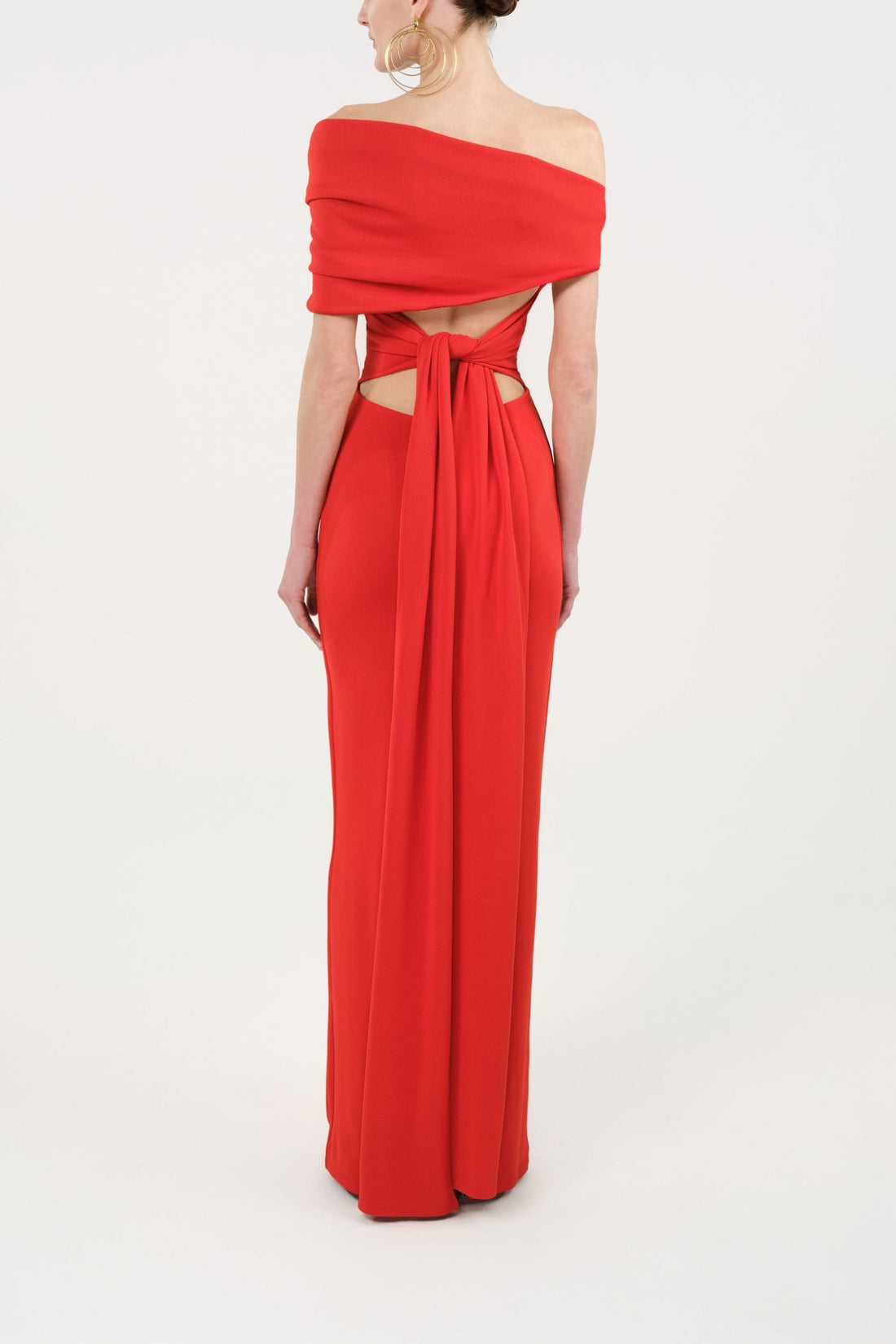 Asymmetric Off-Shoulder Maxi Dress with Cutout Detail