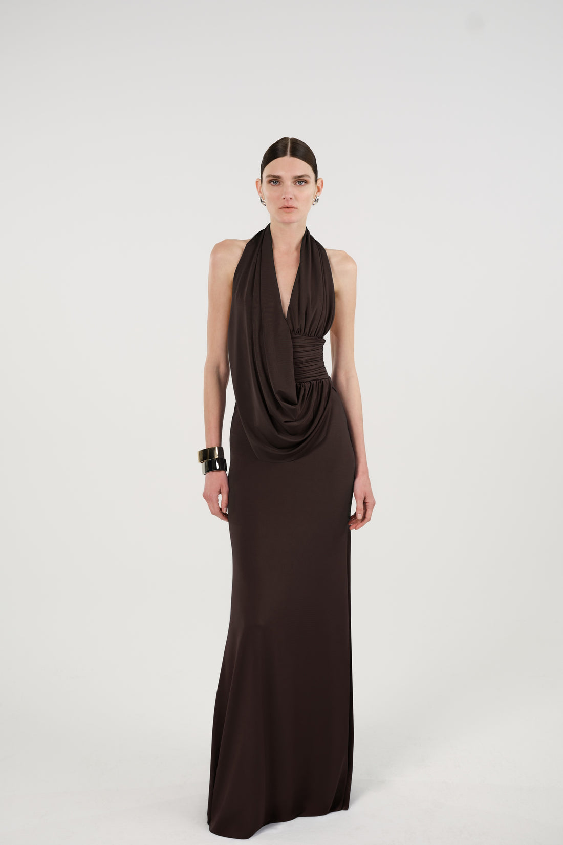 Draped Halterneck Maxi Dress