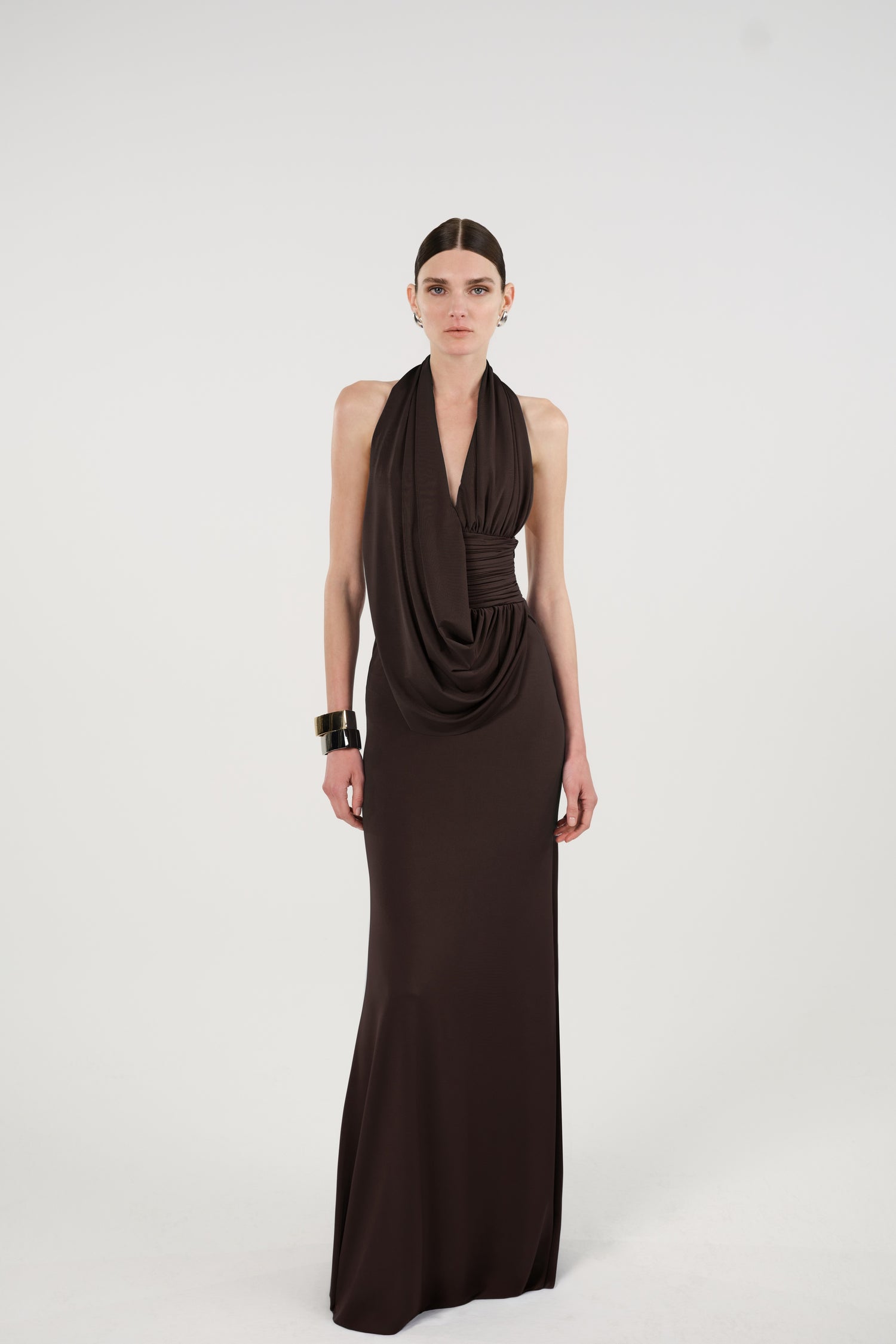 Draped Halterneck Maxi Dress