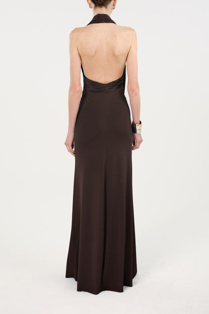 Draped Halterneck Maxi Dress