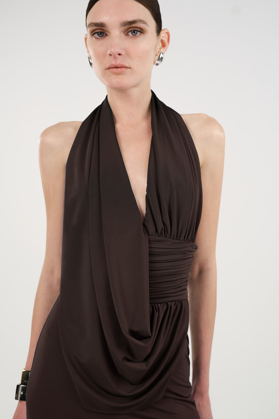 Draped Halterneck Maxi Dress
