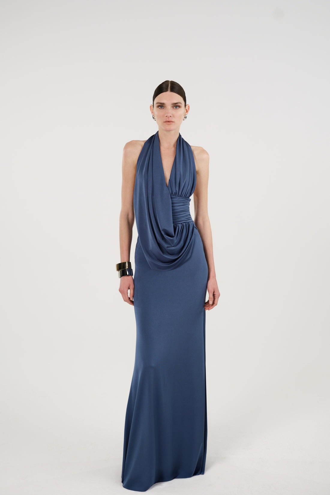 Draped Halterneck Maxi Dress