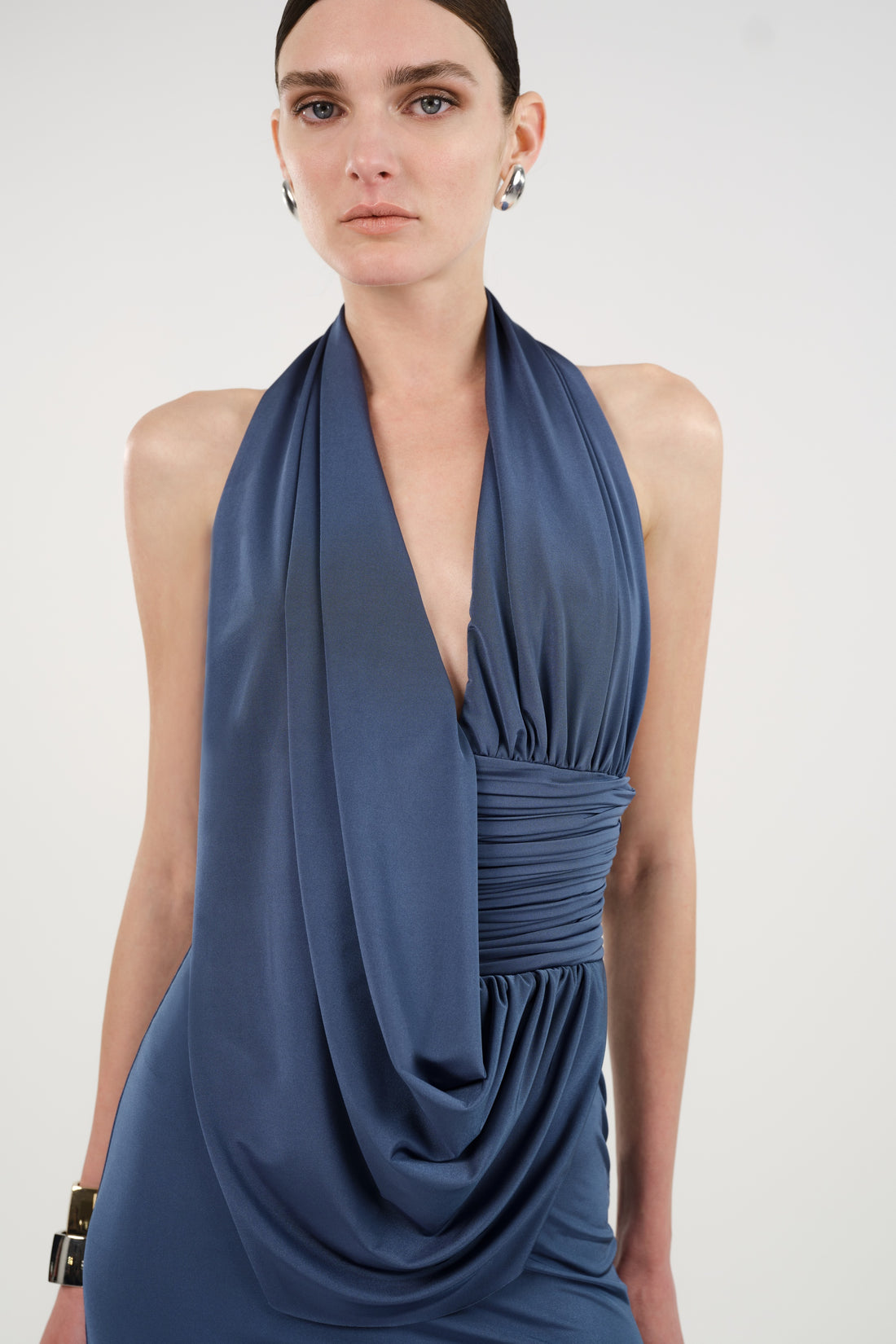 Draped Halterneck Maxi Dress