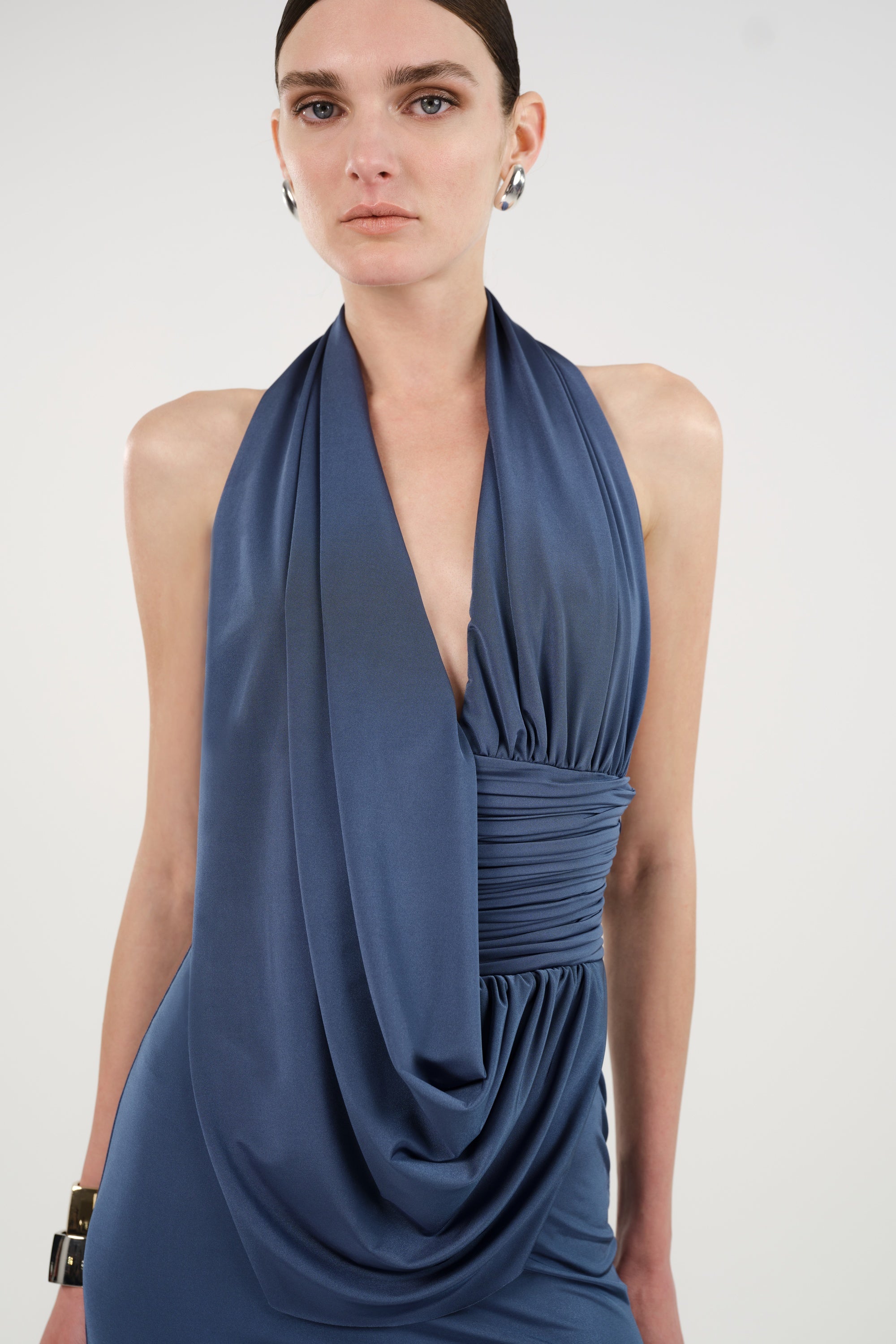 Draped Halterneck Maxi Dress