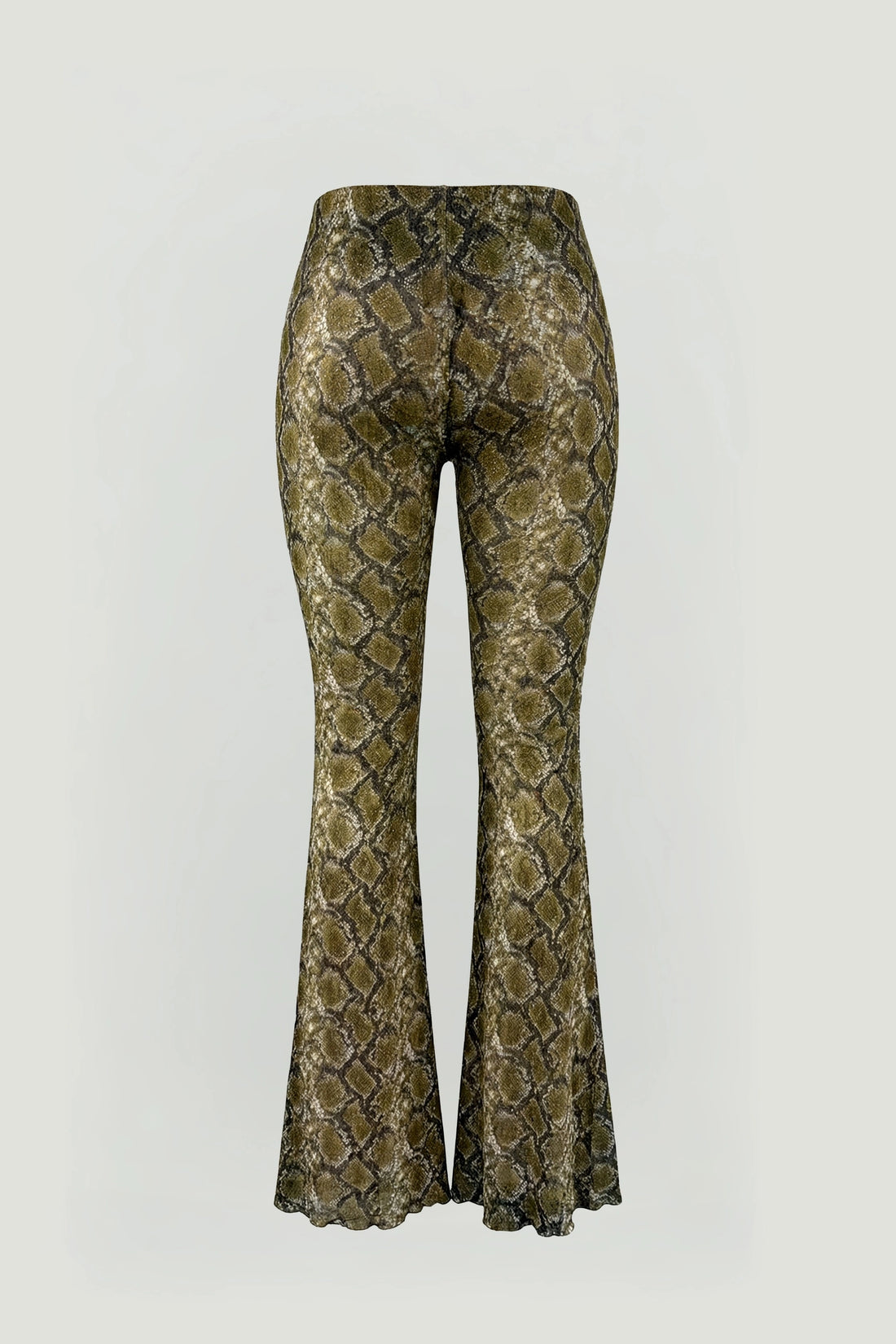 Snake Print Low-Rise Flare Trousers