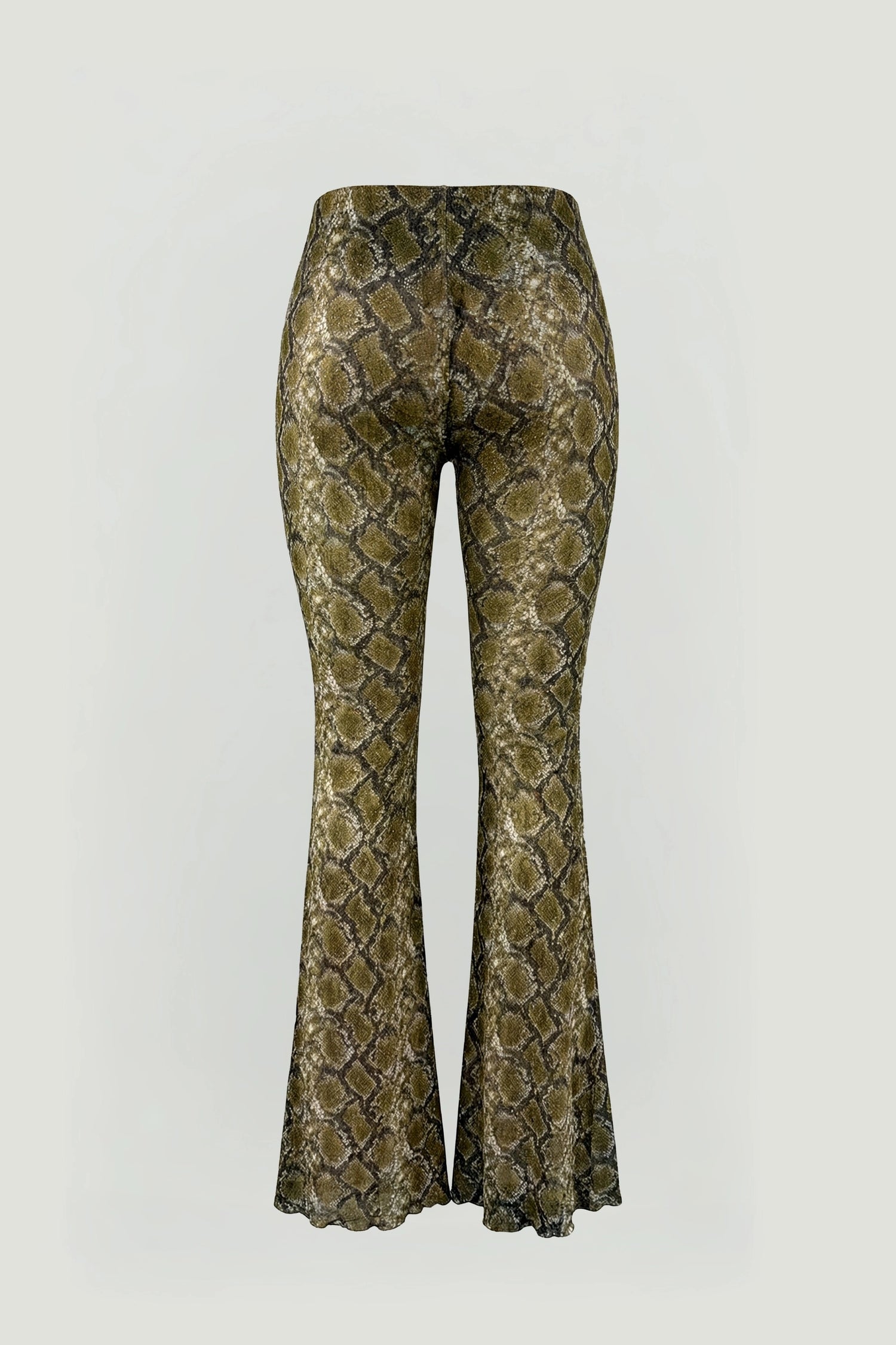Snake Print Low-Rise Flare Trousers