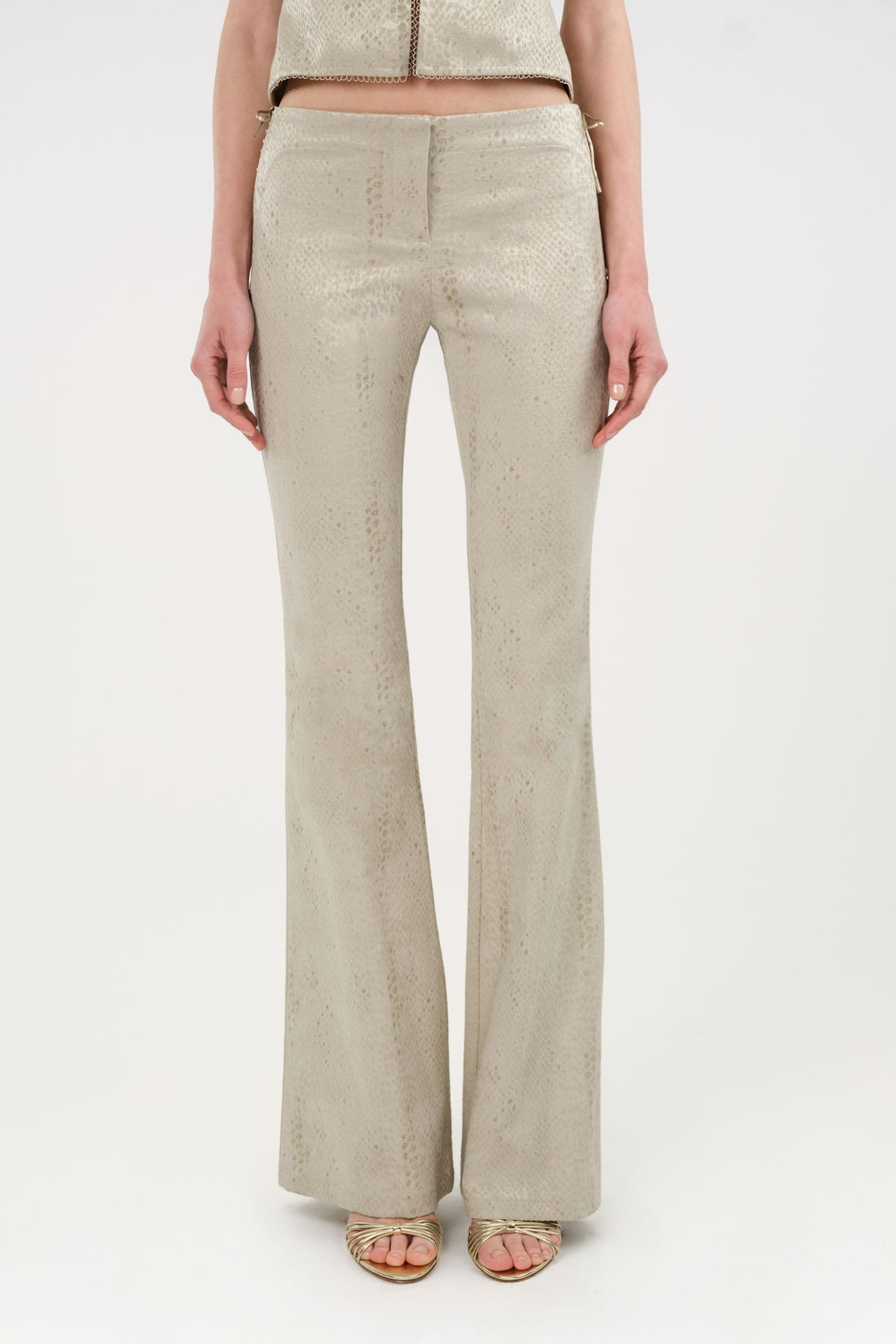 Snake Print Jacquard Flare Trousers