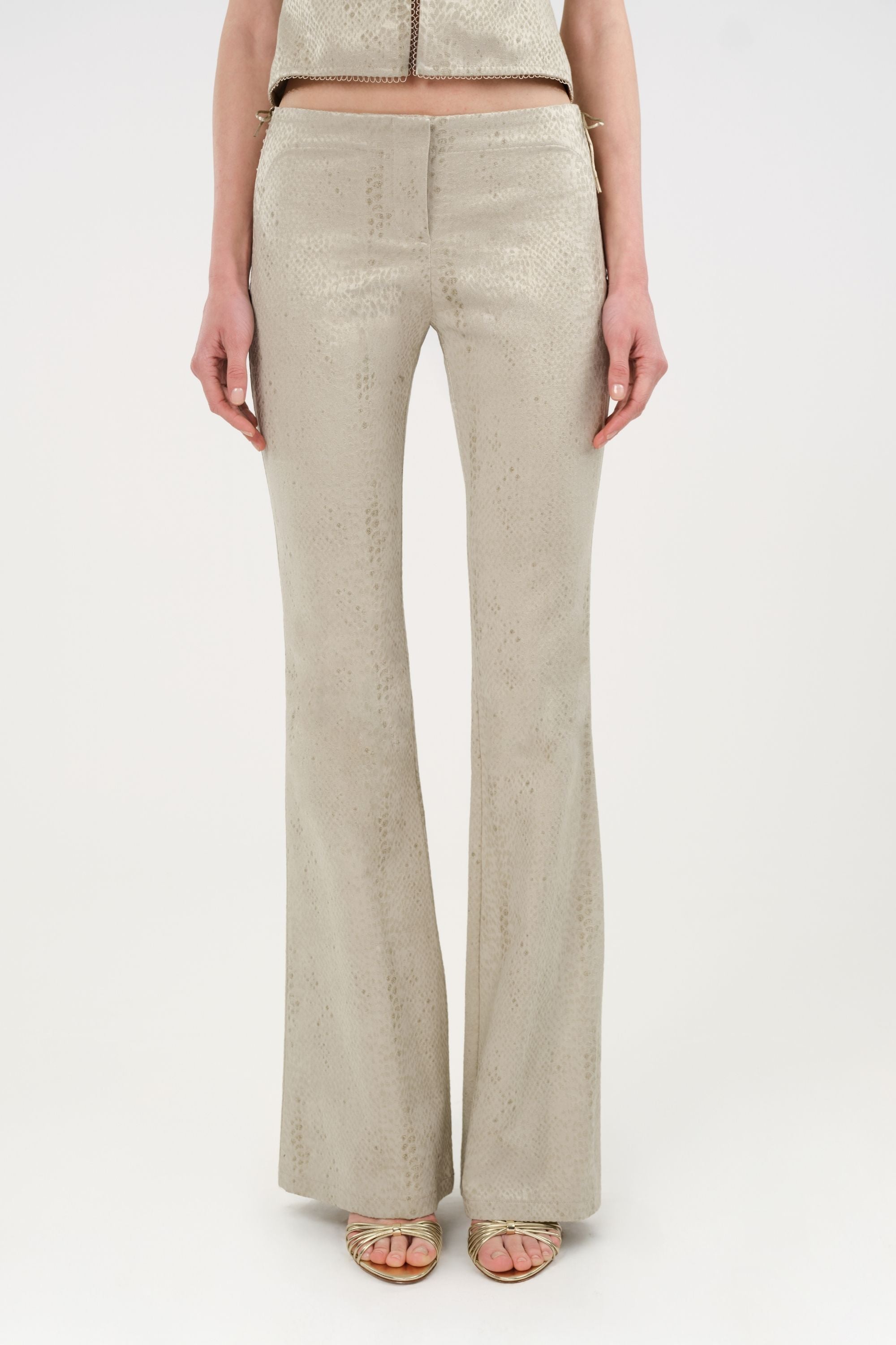 Snake Print Jacquard Flare Trousers