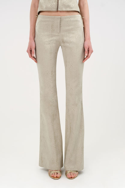 Snake Print Jacquard Flare Trousers