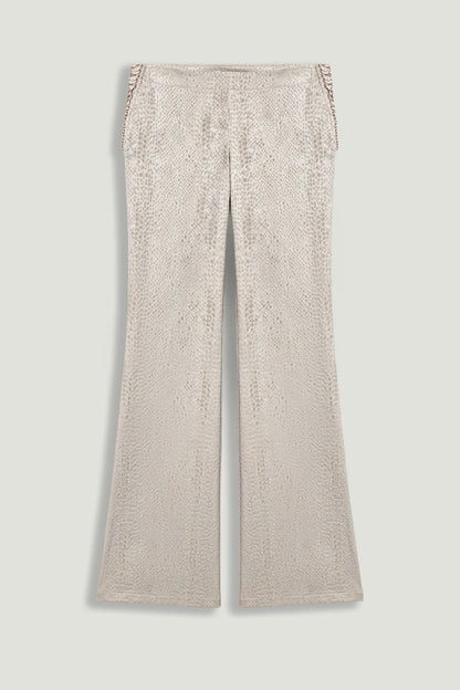 Snake Print Jacquard Flare Trousers
