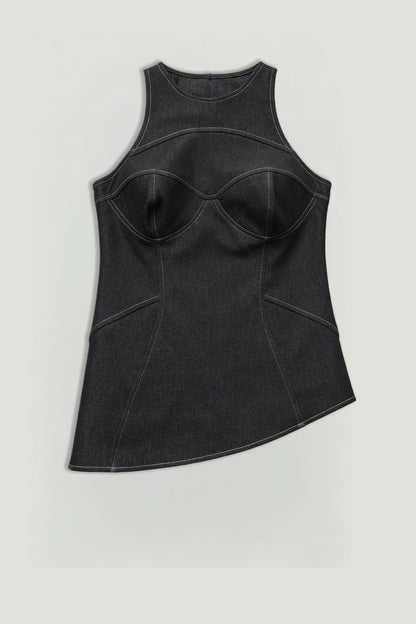 Halter Neck Denim Bustier Top