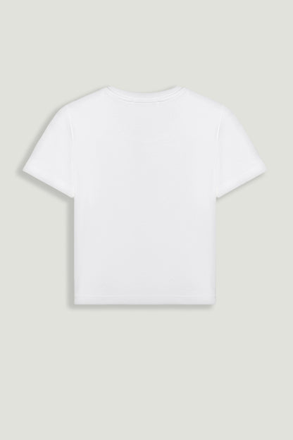 Crew Neck Cropped Slogan T-Shirt